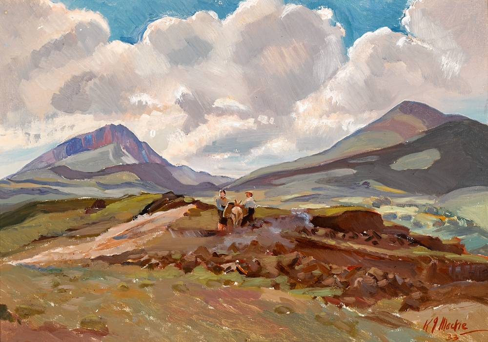 TURF CUTTING, ERRIGAL, COUNTY DONEGAL, 1933 by Kathleen Isabella Mackie ARUA (1899-1996) ARUA (1899-1996) at Whyte's Auctions