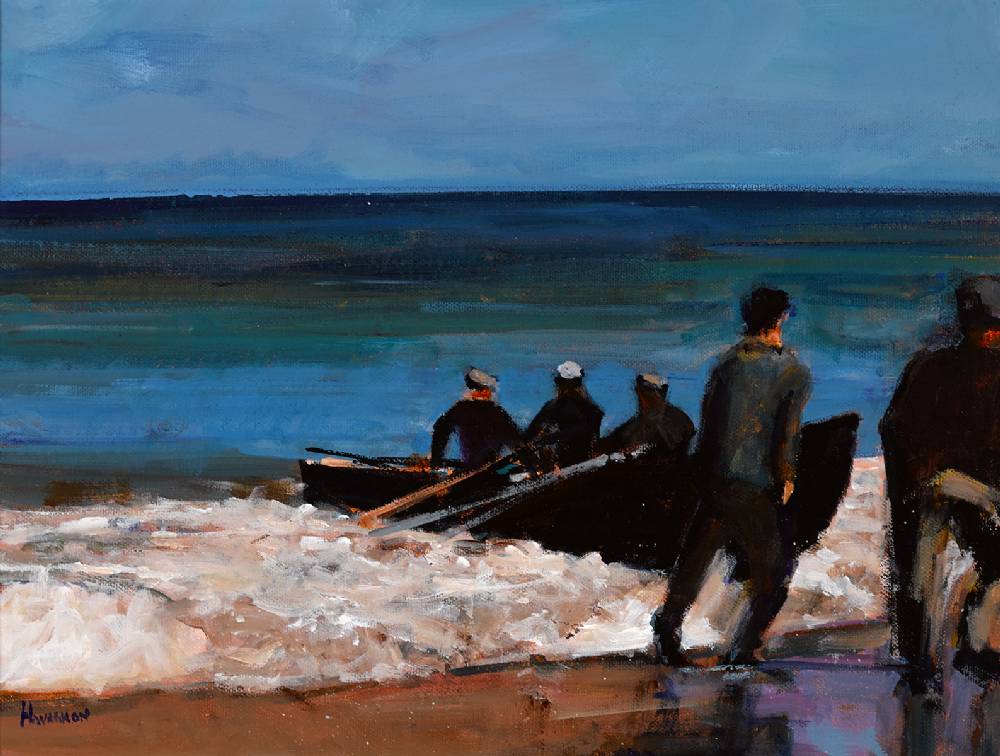 CURRACHS, ARAN ISLANDS by Michael Hanrahan (b.1951) (b.1951) at Whyte's Auctions