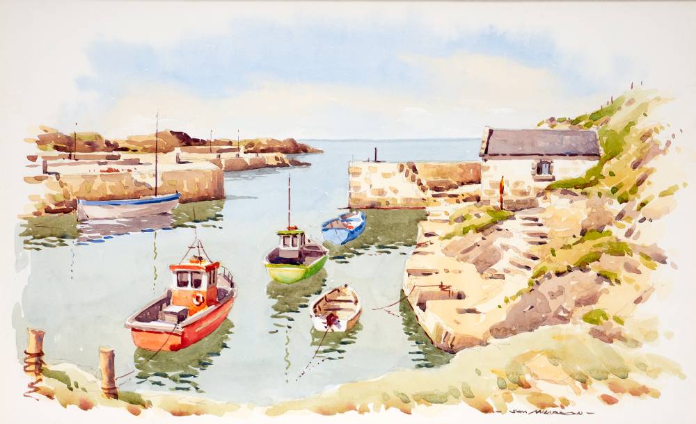 BOAT AT BALLINTOY, COUNTY ANTRIM by Sam McClarnon (1923-2013) at Whyte's Auctions