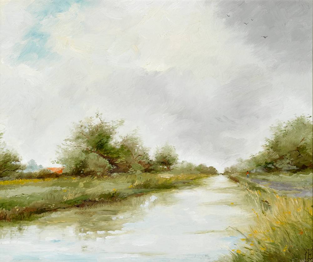 GRAND CANAL, STRAFFAN, COUNTY KILDARE by Leo Earley (1925-2001) at Whyte's Auctions