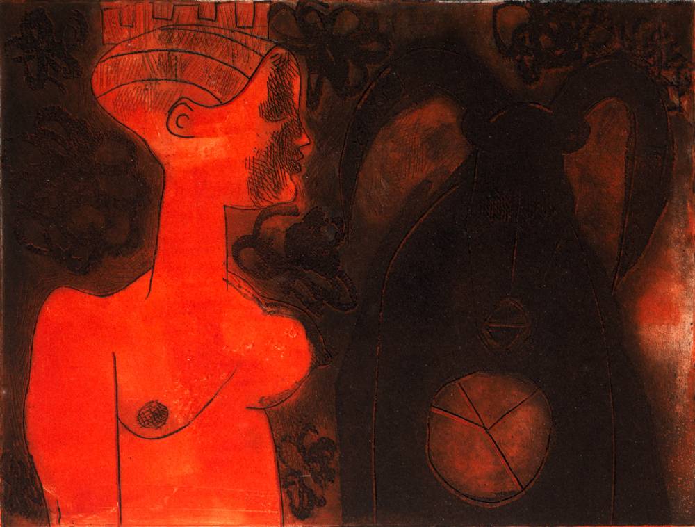 WOMAN AND COW, 1970 by Alice Hanratty (b.1939) at Whyte's Auctions