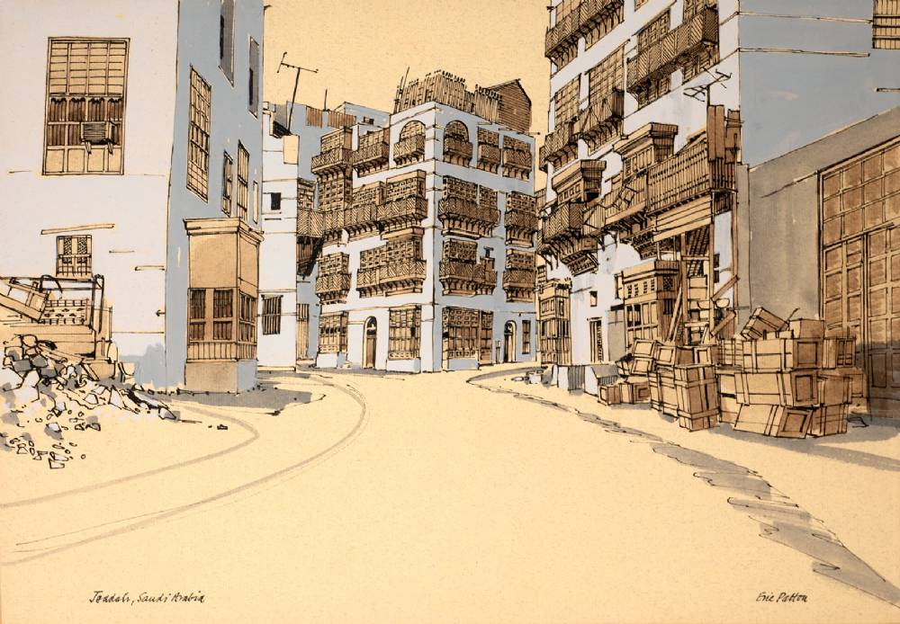 OLD JEDDAH, SAUDI ARABIA by Eric Patton RHA (1925-2004) at Whyte's Auctions