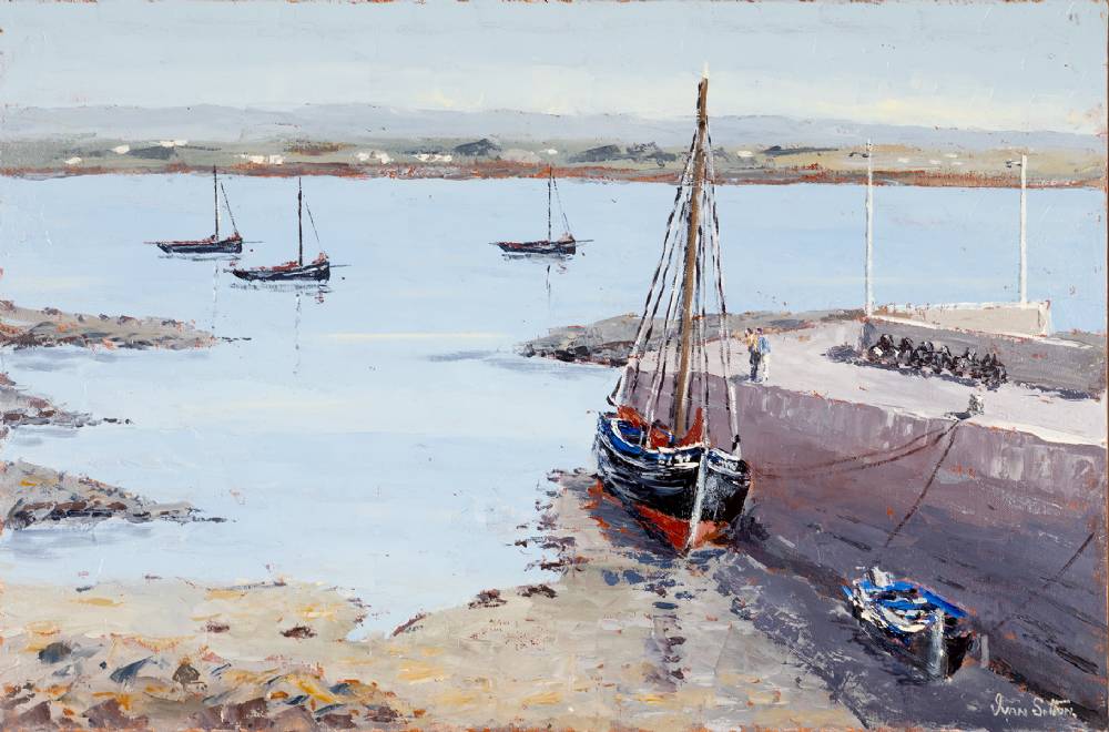 GALWAY HOOKERS, PARKMORE PIER, CONNEMARA, COUNTY GALWAY by Ivan Sutton (b.1944) at Whyte's Auctions