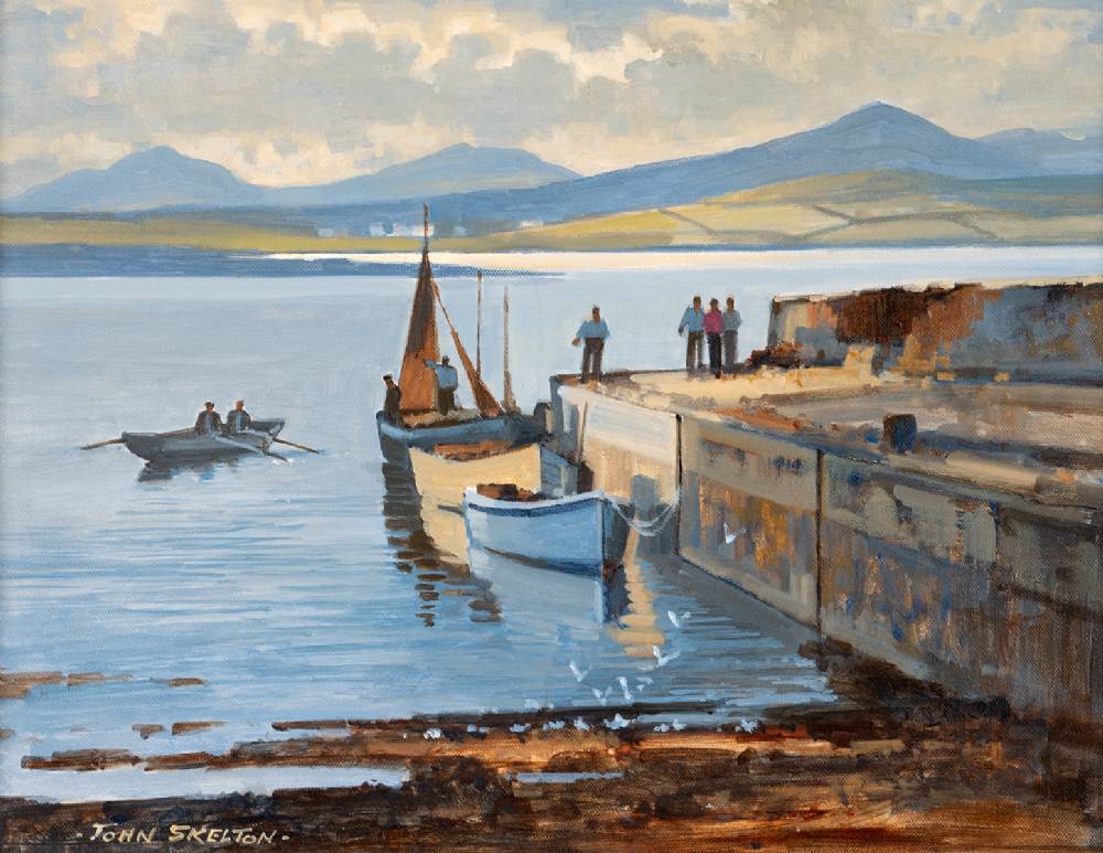 CALM MORNING, ROUNDSTONE HARBOUR, COUNTY GALWAY, 1997 by John Skelton sold for �1,900 at Whyte's Auctions