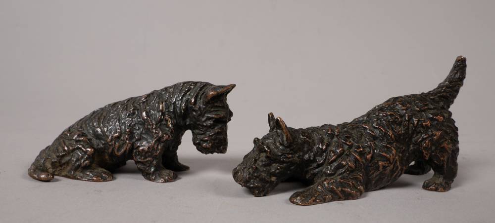 SCOTTIE DOGS: ONE SEATED, ONE CROUCHING (A PAIR) by Marguerite Kirmse (American, 1885-1954) at Whyte's Auctions