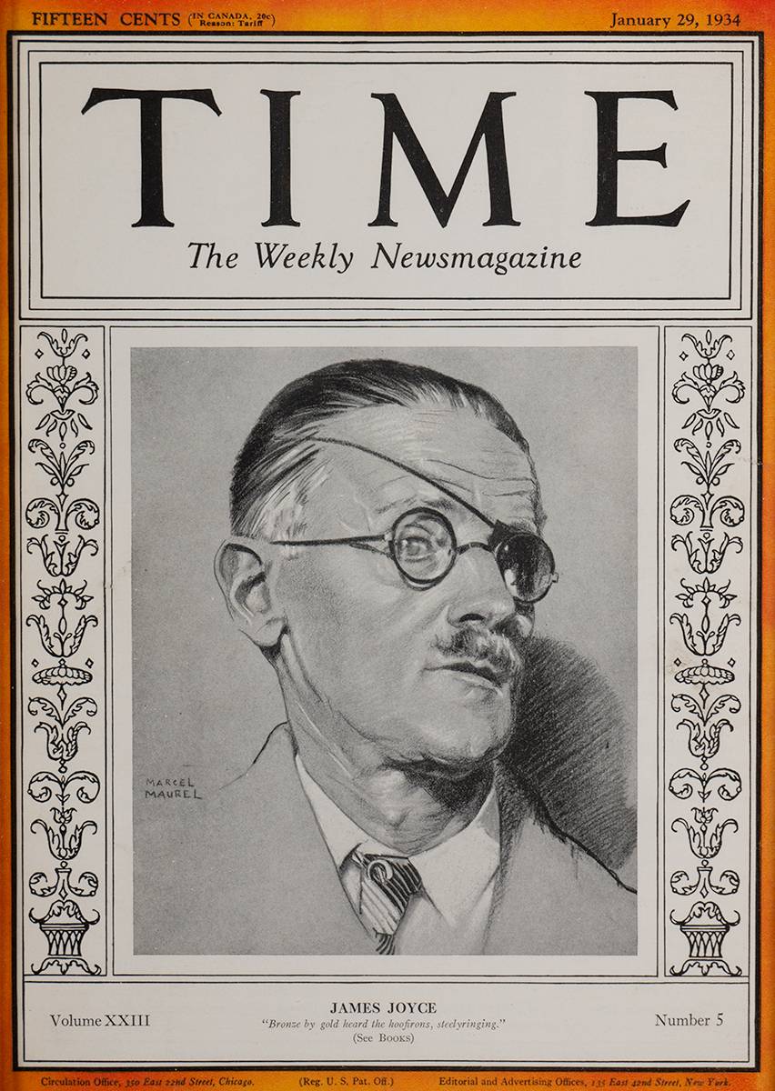James Joyce. Two covers of Time magazine, 1934 and 1939 at Whyte's Auctions