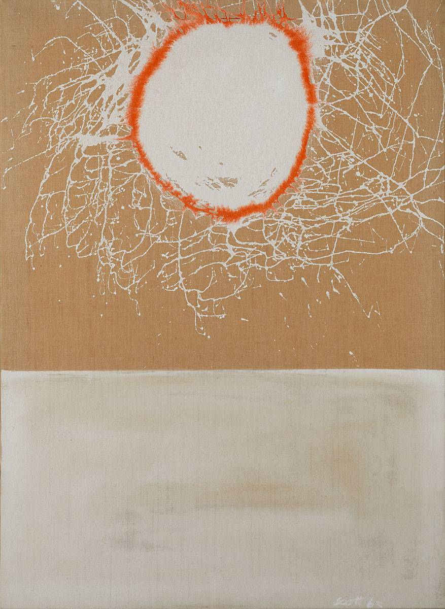 WHITE AND ORANGE DEVICE, 1963 by Patrick Scott sold for 16,000 at Whyte's Auctions