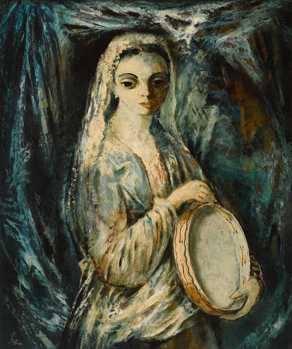 GIRL WITH A TAMBOURINE by Daniel O'Neill (1920-1974) at Whyte's Auctions