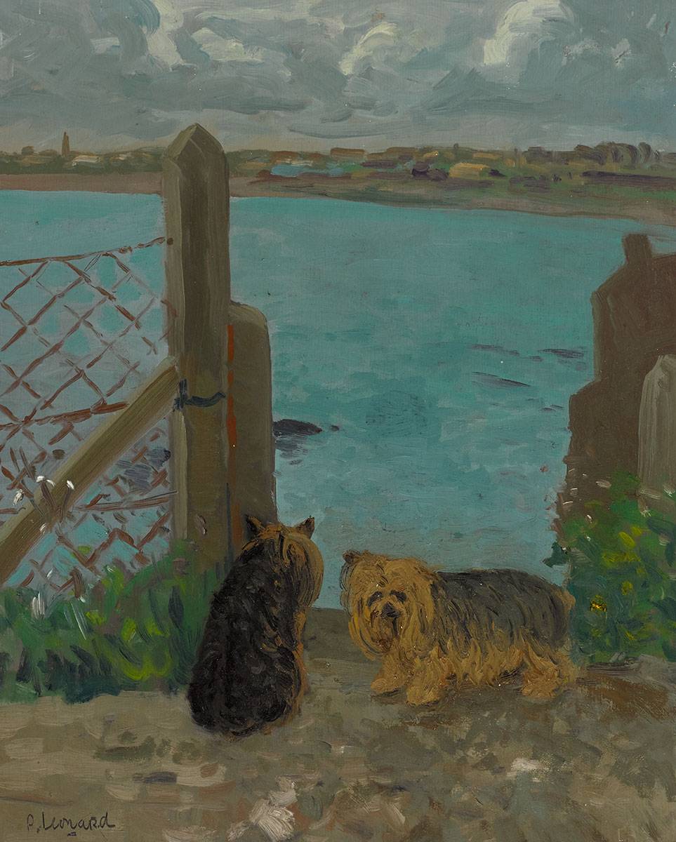 IGGY AND DUKIE AT RED ISLAND, SKERRIES, COUNTY DUBLIN, 1981 by Patrick Leonard HRHA (1918-2005) at Whyte's Auctions