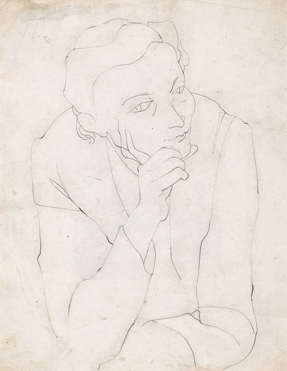 PORTRAIT OF MADGE, THE ARTIST'S WIFE by George Campbell RHA (1917-1979) at Whyte's Auctions