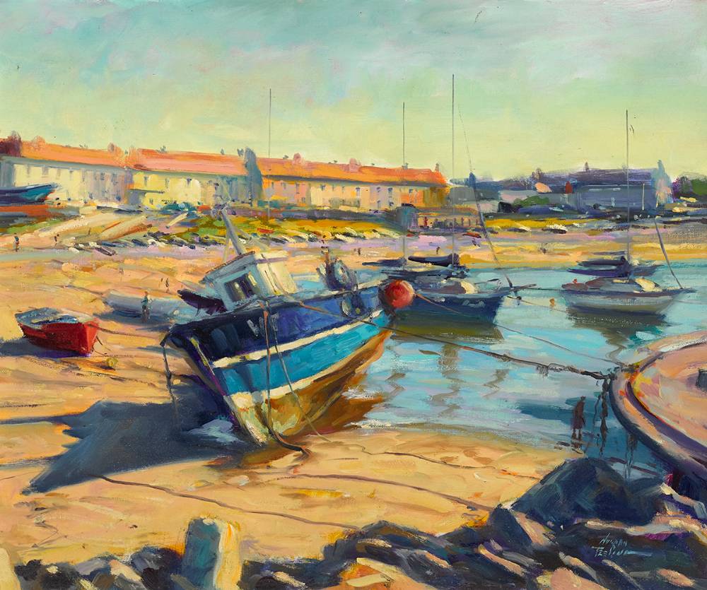 BOATS AT LOW TIDE by Norman Teeling sold for 750 at Whyte's Auctions
