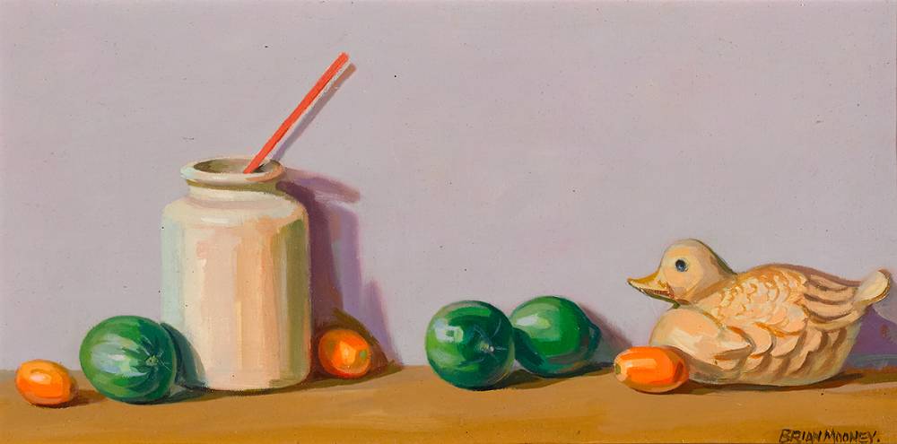 STILL LIFE WITH JAR, DUCK AND CITRUS FRUIT by Brian Mooney (1947-2004) at Whyte's Auctions