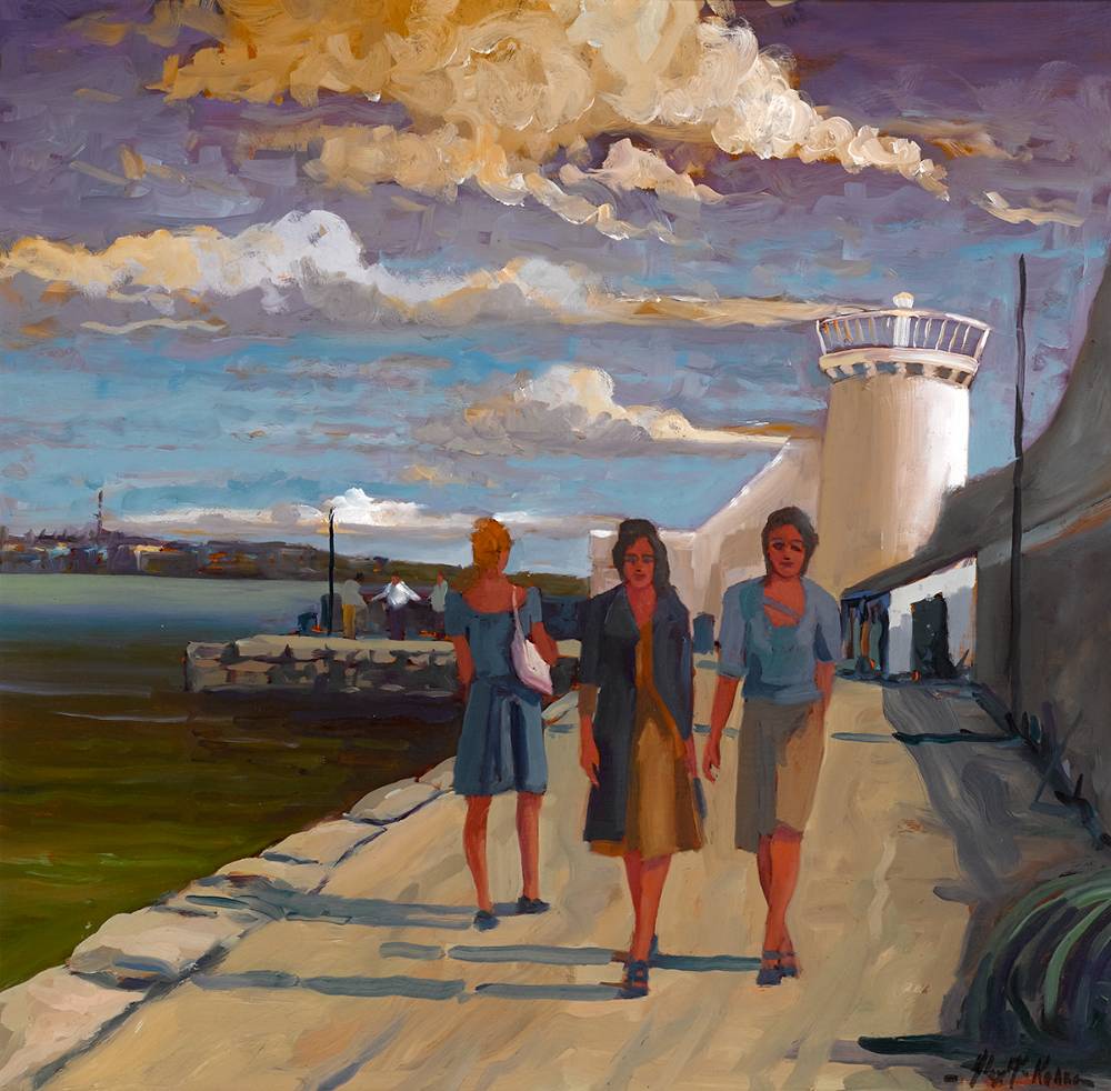 OUT FOR A WALK, BALBRIGGAN HARBOUR, COUNTY DUBLIN by Alex McKenna  at Whyte's Auctions