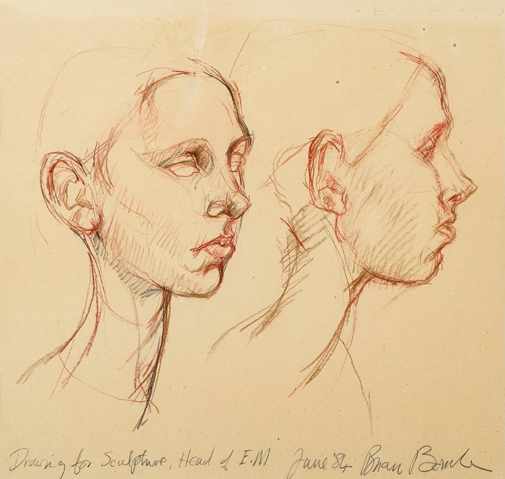 DRAWING FOR SCULPTURE, HEAD OF E.M., 1984 by Brian Bourke HRHA (b.1936) at Whyte's Auctions