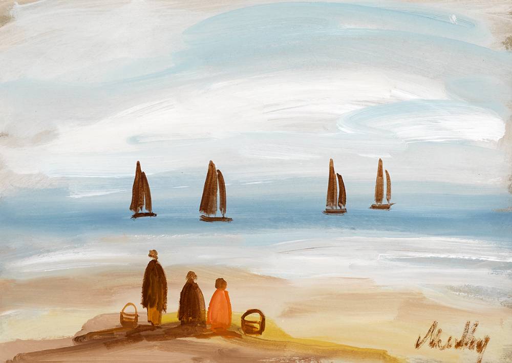 WATCHING THE FISHING BOATS II by Markey Robinson (1918-1999) (1918-1999) at Whyte's Auctions