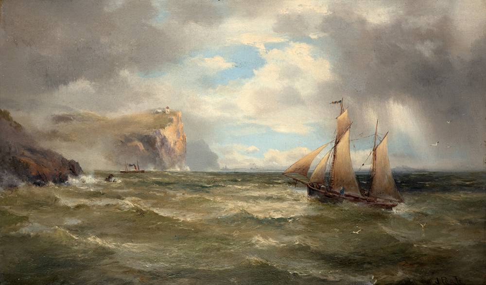 SAILBOAT RETURNING TO HARBOUR, SOUTHERN OCEAN, AUSTRALIA, 1897 by James Peele sold for �600 at Whyte's Auctions