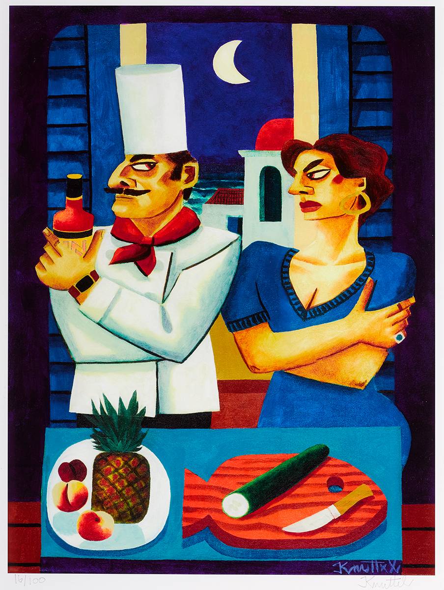 WOMAN AND CHEF by Graham Knuttel (b.1954) at Whyte's Auctions