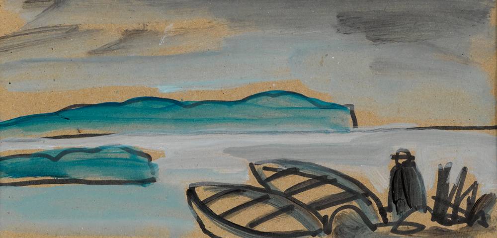 FIGURE WITH BOATS by Markey Robinson (1918-1999) at Whyte's Auctions