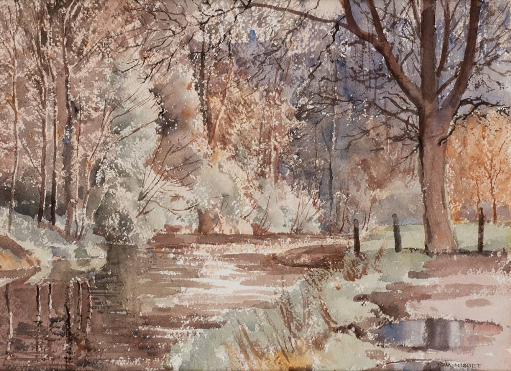RIVER DODDER AT DARTRY, DUBLIN by Tom Nisbet RHA (1909-2001) at Whyte's Auctions