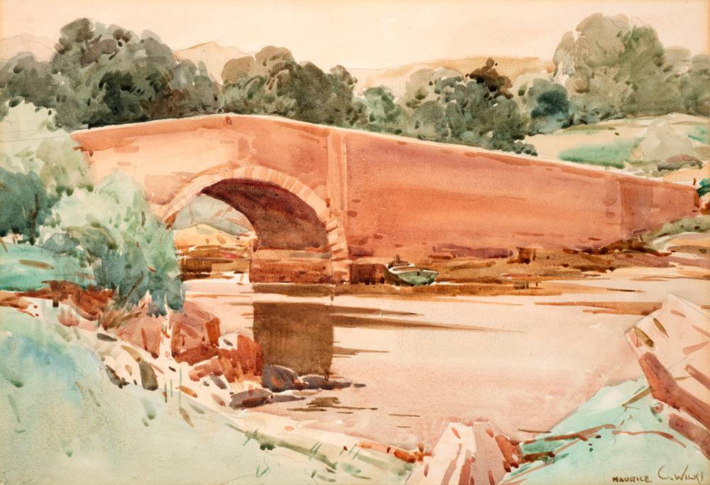 RIVER SCENE WITH BRIDGE by Maurice Canning Wilks RUA ARHA (1910-1984) at Whyte's Auctions