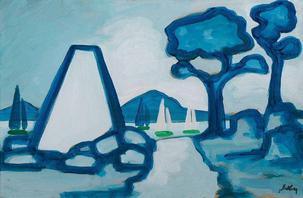 YACHTS HARBOUR BLUE by Markey Robinson (1918-1999) at Whyte's Auctions