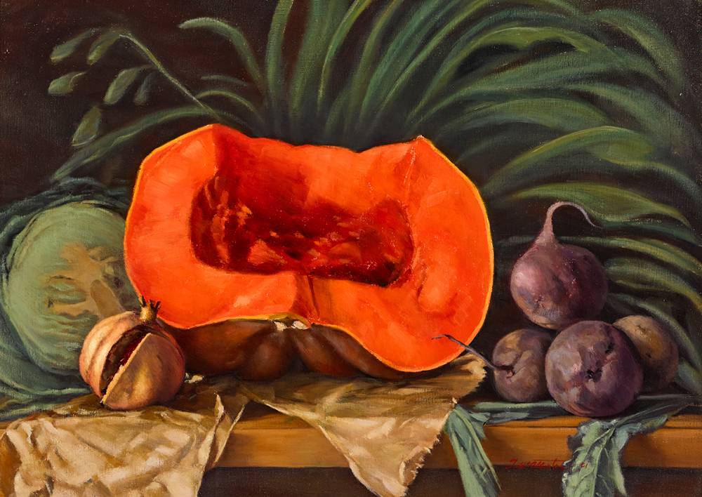 STILL LIFE WITH VEGETABLES by Therese McAllister (b.1951) at Whyte's Auctions