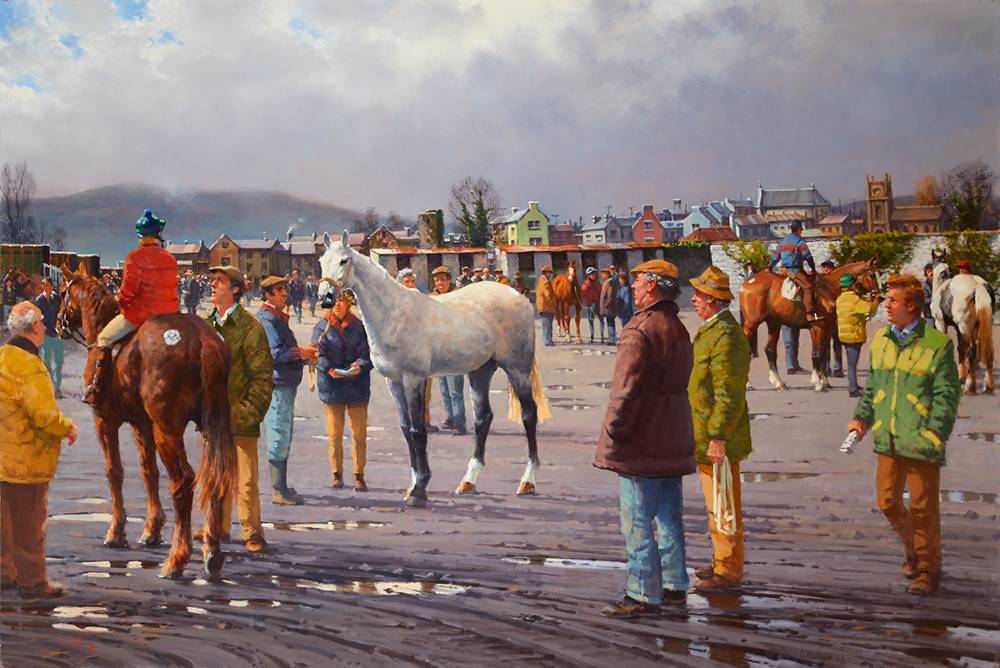 HORSE FAIR AT GORESBRIDGE, COUNTY KILKENNY by Peter Curling sold for €42,000 at Whyte's Auctions