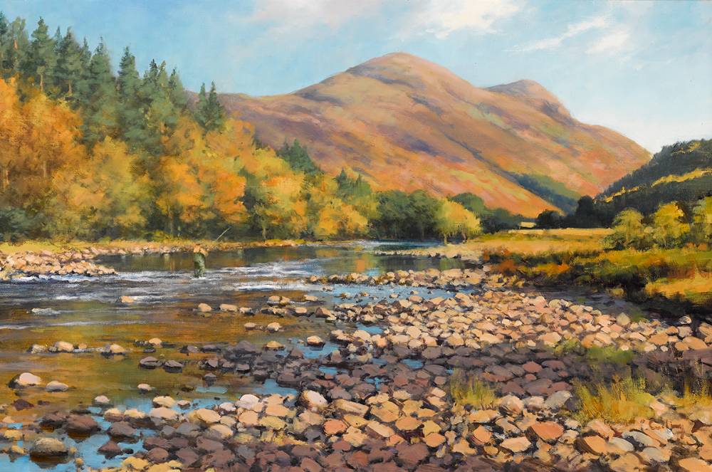 THE RIVER LYON IN LOW WATER by Peter Curling (b.1955) at Whyte's Auctions