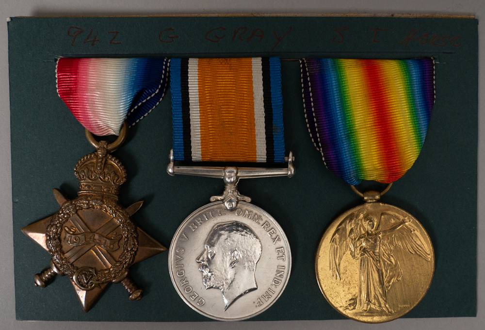 1914-1919 World War I trio - 1914-15 Star, War Medal and Victory Medal to a private in the South Irish Horse regiment. at Whyte's Auctions