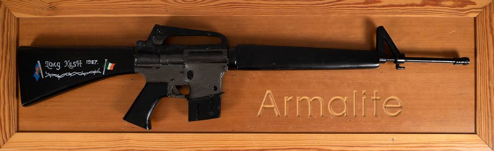 1987 Long Kesh Prisoner Art. A wooden replica of an AR 15 Armalite rifle. at Whyte's Auctions