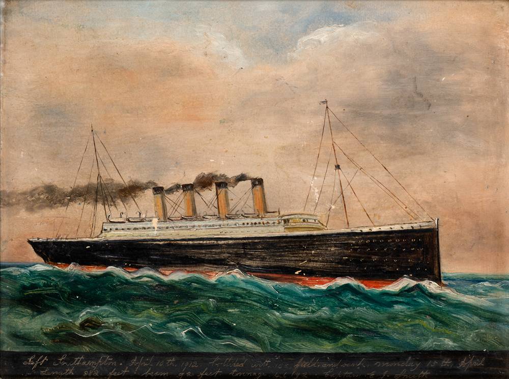 1912 (April). A contemporaneous oil painting of SS Titanic. at Whyte's Auctions