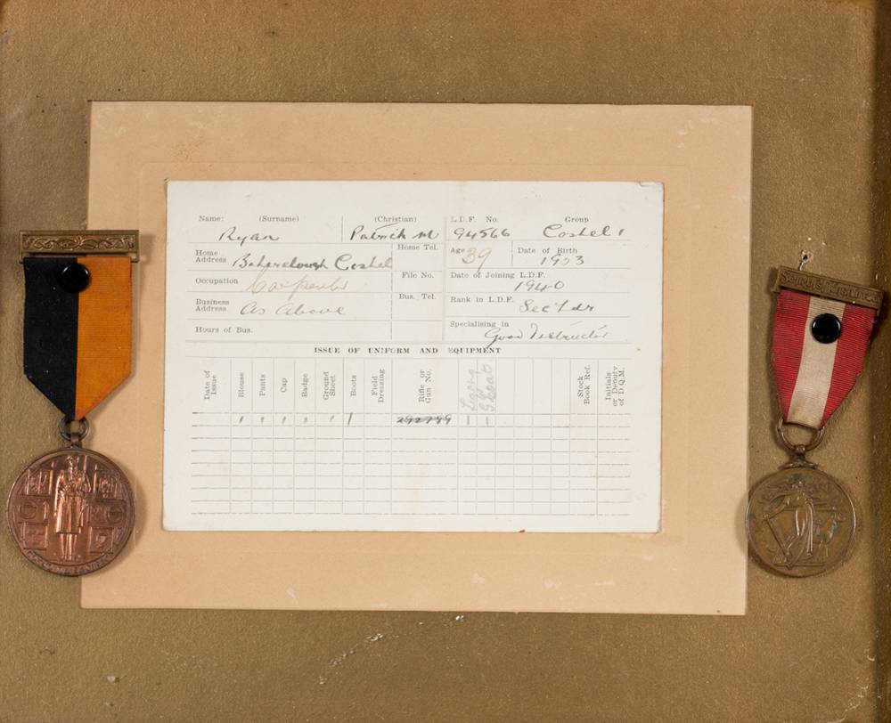 1917-21 War of Independence Service Medal and 1939-46 Emergency Service Medal with Local Defence Force Uniform & Equipment record. at Whyte's Auctions