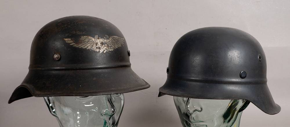 1933-1945 German Luftschutz helmet and Fire Brigade helmet. at Whyte's Auctions