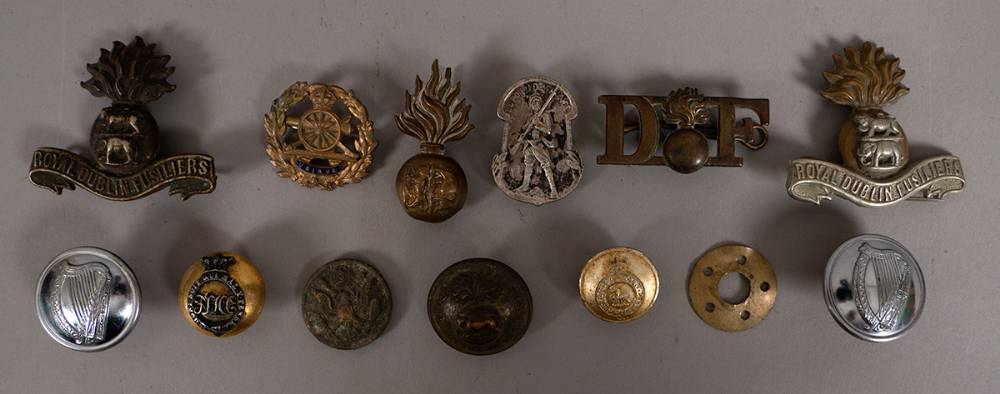 Royal Dublin Fusiliers Cap Badges (2) and other items. (7) at Whyte's Auctions