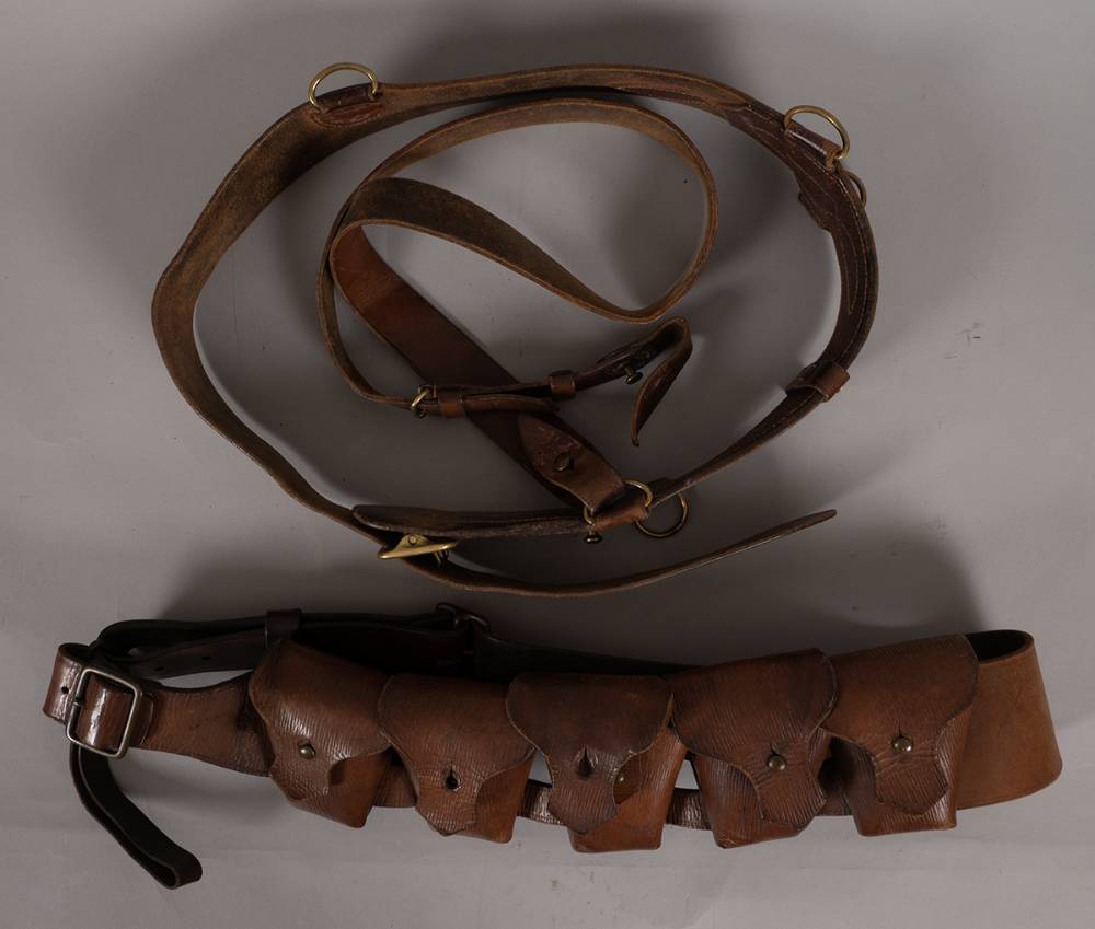 Sam Brown leather belt and bandolier, of a type used by Irish Volunteers. at Whyte's Auctions
