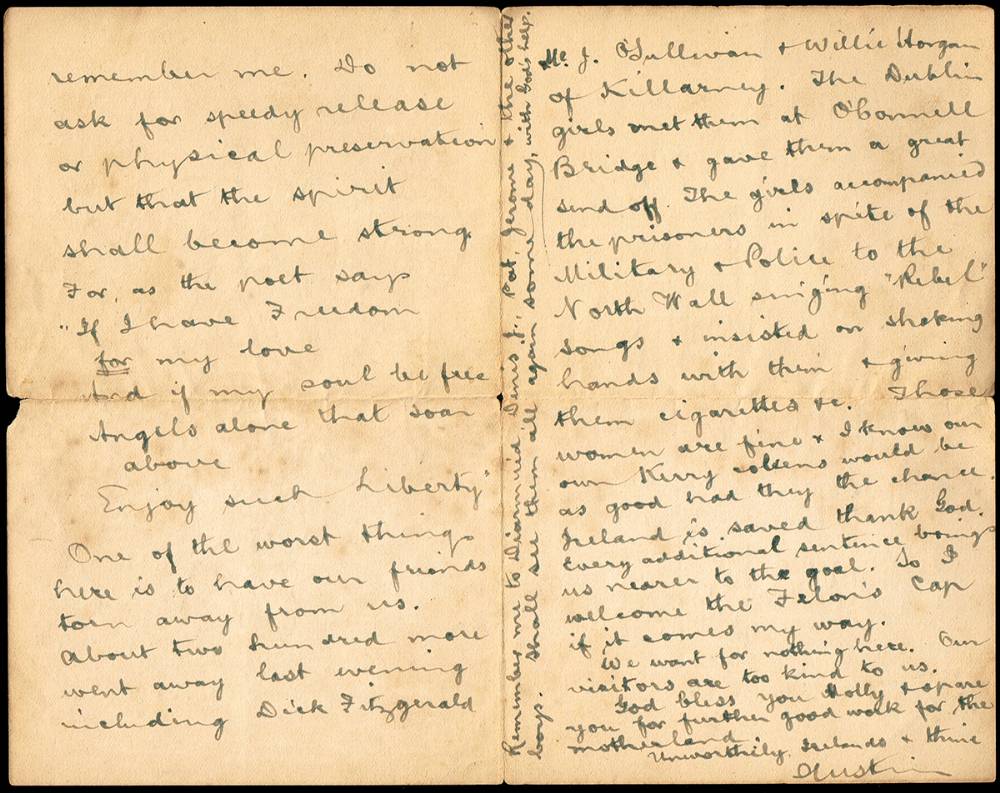 1916 (2 June) letter from Austin Stack imprisoned in Richmond Barracks. at Whyte's Auctions