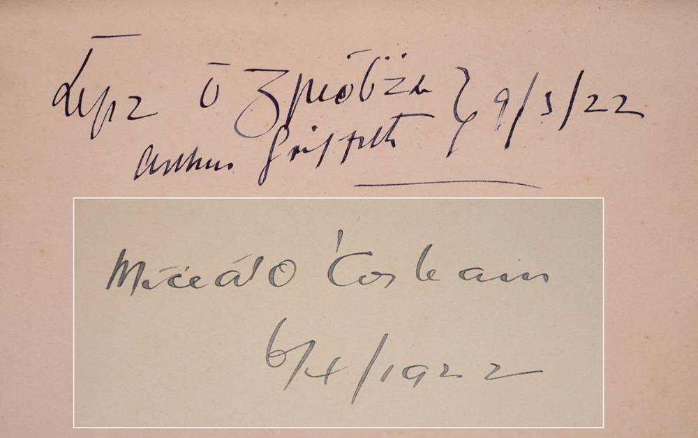 1922 autograph book including signatures of Arthur Griffith, Michael Collins, Sen MacEoin and others. at Whyte's Auctions