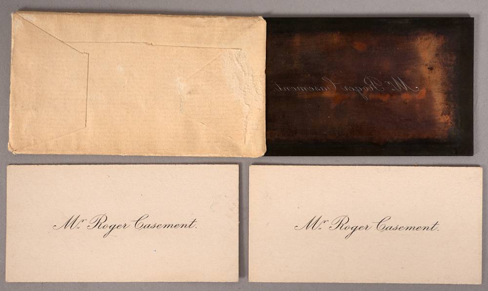 Roger Casement calling card and copper printing plate for same. at Whyte's Auctions