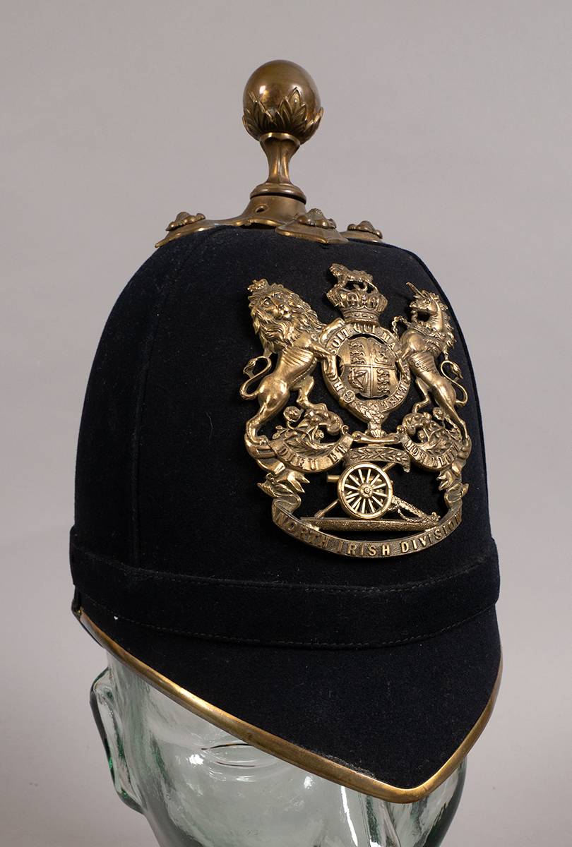 19th century North Irish Division bluecloth helmet. at Whyte's Auctions