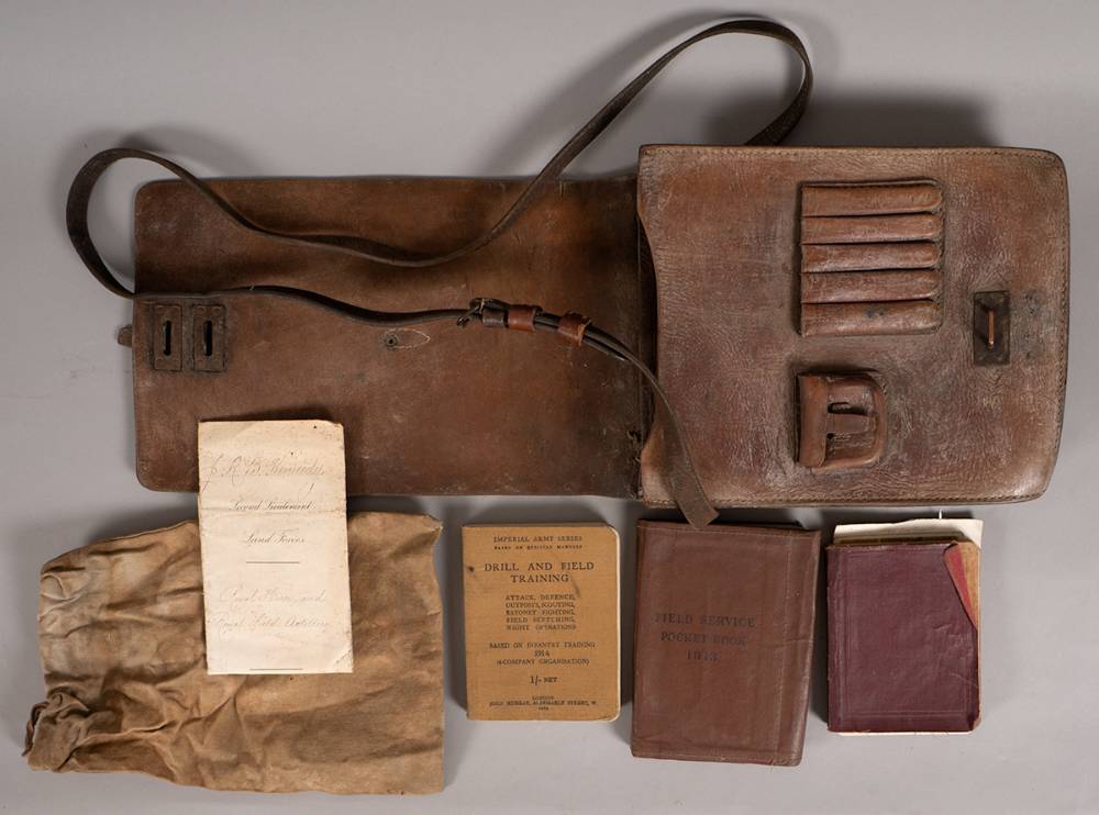 1914-18 World War I leather despatch case with booklets and officer commission. at Whyte's Auctions