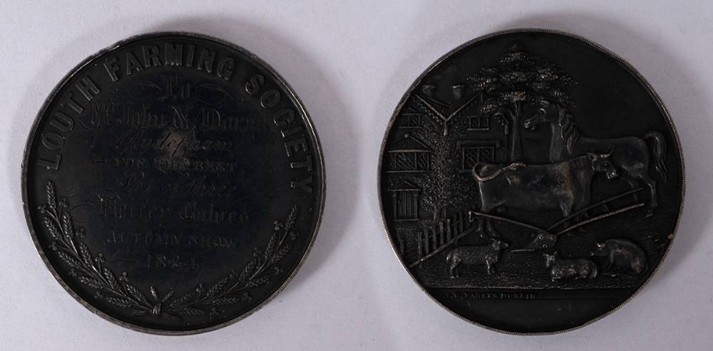 1864 Louth Farming Society silver medal. at Whyte's Auctions
