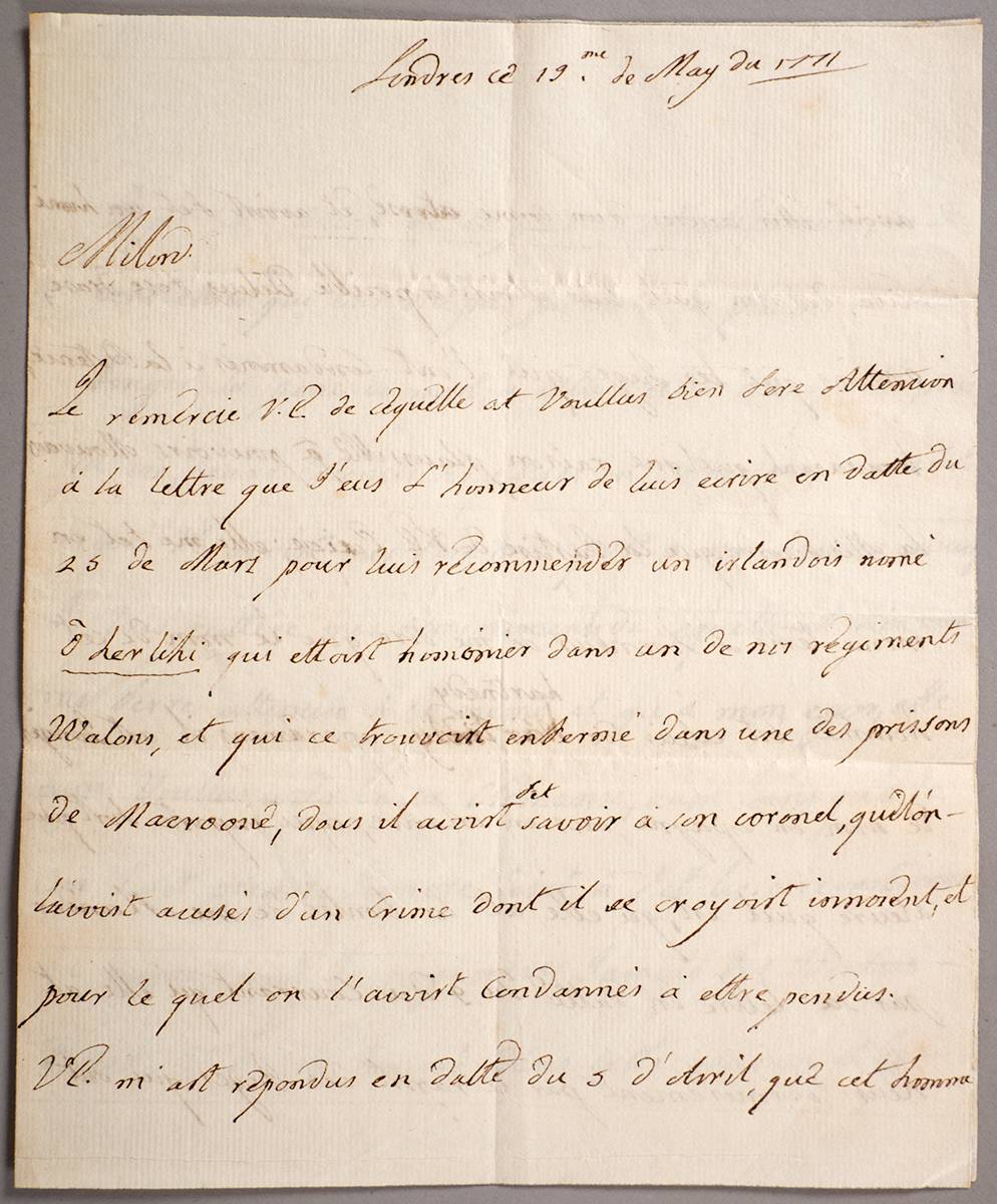 1771 (19 May - 6 June) correspondence relating to an Irish chaplain condemned to death for a 'base crime' at Whyte's Auctions