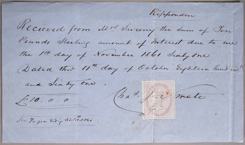 1800-1850 archive of documents relating to Major James Fielding Sweeney. (70) at Whyte's Auctions