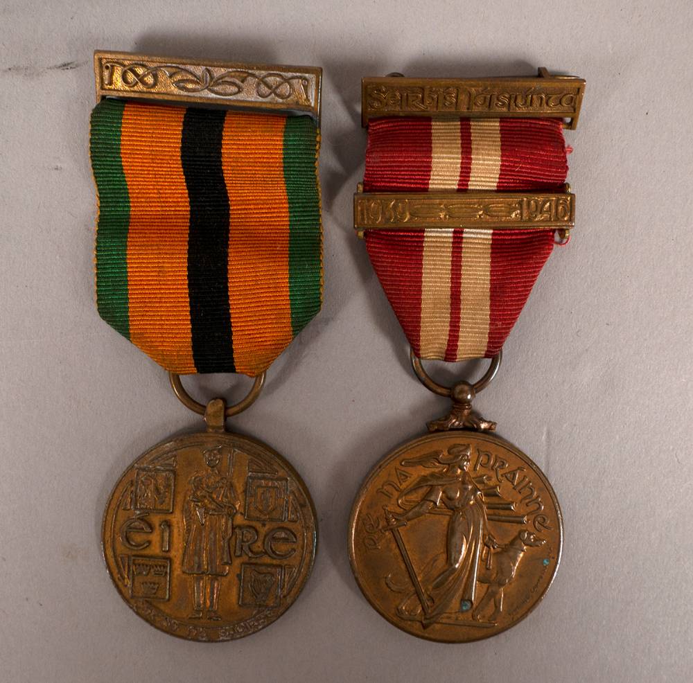 1971 War of Independence Truce Anniversary Medal and 1939-1946 Emergency Service Medal, Defence Forces issue. at Whyte's Auctions