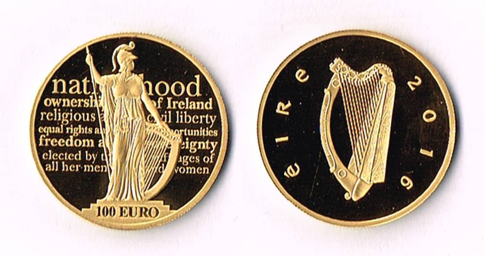 One hundred pounds gold proof coin to commemorate the Centenary of the 1916 Rising. at Whyte's Auctions