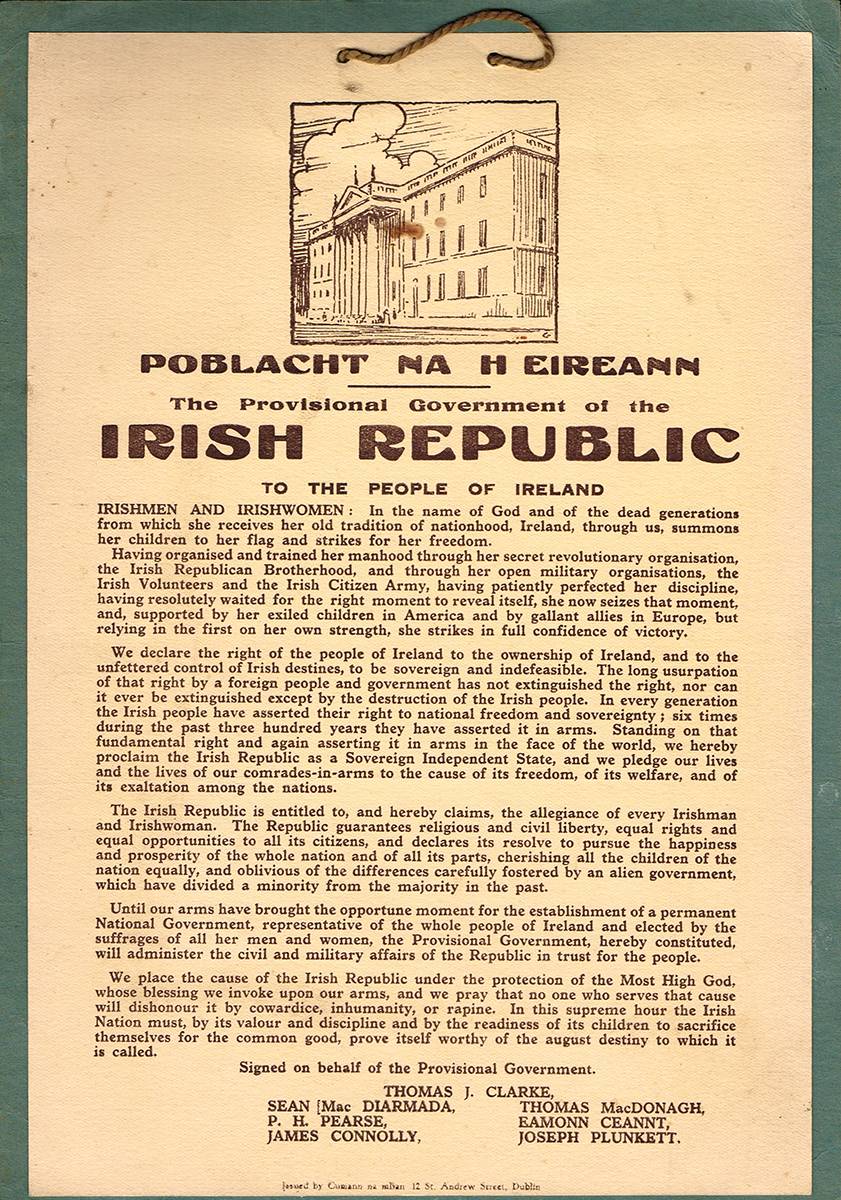 1916 Proclamation - a rare version issued by Cumann na mBan. at Whyte's Auctions