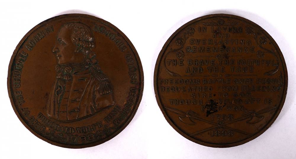 1898 Centenary of Wolfe Tone's death, large bronze medal. at Whyte's Auctions
