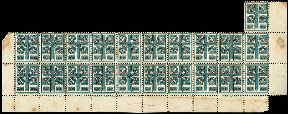1908. Sinn Féin postage stamps - block of 21. at Whyte's Auctions