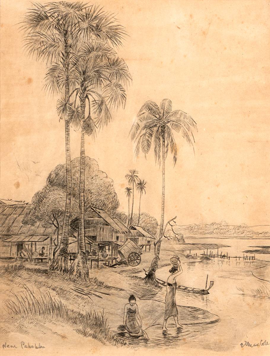 1940-1945. Prisoner of War art by a British soldier in a Japanese camp in Thailand. at Whyte's Auctions