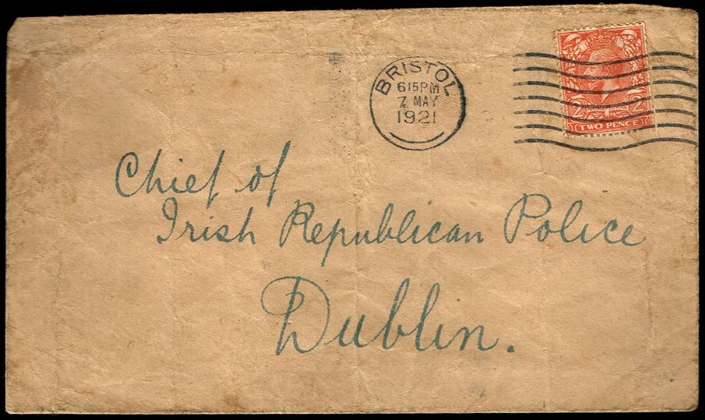 1921 (7 May) envelope to 'Chief of Irish Republican Police Dublin'. at Whyte's Auctions